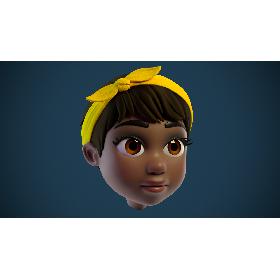 Girl Cartoon Head 3D